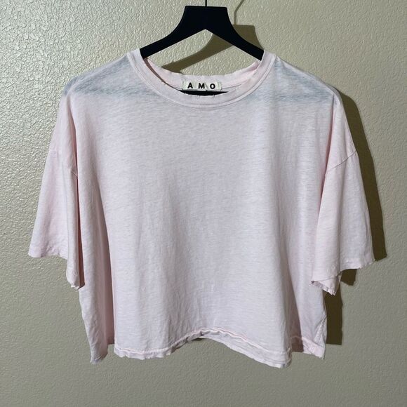 AMO Pink Boxy Crop T-Shirt - Picture 1 of 4